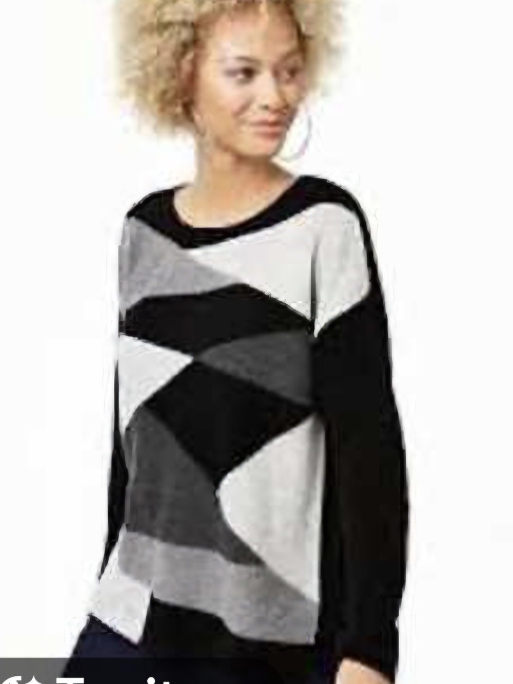 Charter Club 100% Cashmere Geometric Colorblock Crew Sweater Size Large